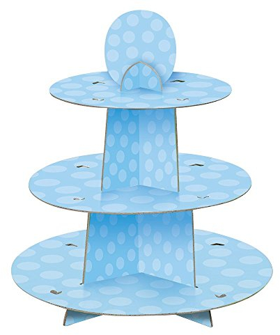 Unique Party 90399 - Alzata per Cupcake a Pois Blu per Baby Shower