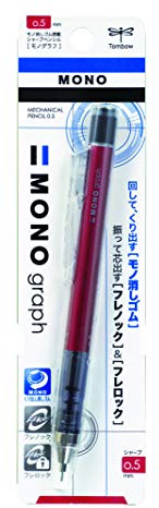 Tombow Mono Graph Shaker Mechanical Pencil 0.5mm, Red Body (SH-MG31) by Tombow