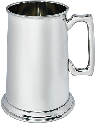 Pewter 3 Pint Tankard Giant Straight Style with Square Handle Pure Heavy Gauge Beer Tankard Perfect for Engraved Personalised Gifts for Men and Women