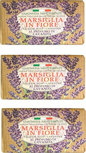 Saponeria Nesti Firenze:Marsiglia in Fiore Natural Soap, Lavender and Juniper Scent * 4.4 Ounces (125gr) Packages (Pack o 3) * [ Italian Import ]