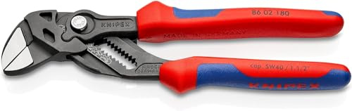 KNIPEX Zangenschlüssel Zange und Schraubenschlüssel in einem, 86 02 180 SB | Mit Mehrkomponenten-Hüllen 180 mm