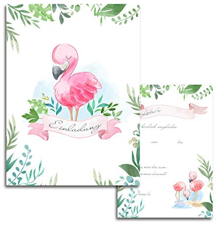 E&G Klasse 10x Kinder Einladungskarten Einladung Kindergeburtstag Flamingo Mädchen 10x15 cm Party Geburtstag