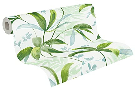 A.S. Création Architects Paper Dschungeltapete Jungle Chic Tapete tropisch PVC-freie Vliestapete grün weiß matt glatt 377041 37704-1, 10.05 m x 0.53 m