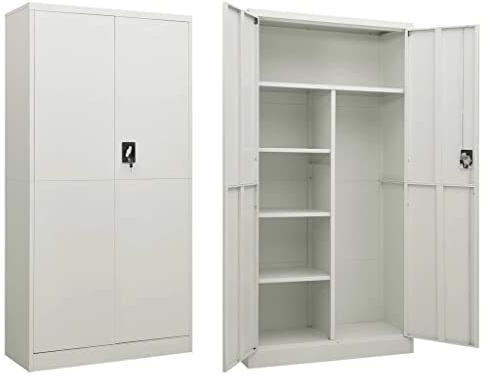 vidaXL Schließfachschrank Umkleideschrank Stahlschrank Lagerschrank Metallschrank Kleiderschrank Aktenschrank Schrank Hellgrau 90x40x180cm Stahl