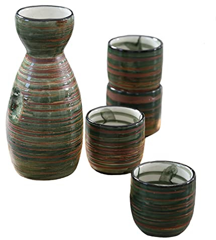 Spldsun 5 Pezzi Tradizionale Set di Sake, Set di Sake Tradizionale Ceramica, per Ristoranti, Case, Taverne, ECC (Colore)