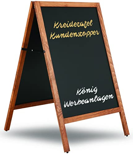 Kreidetafel Kundenstopper Keitum Wood Line | hochwertiges, wetterfestes Buchenholz | zwei 78x59cm Kreide Tafeln, beschreibbar | Outdoor Werbetafel Tafelaufsteller Gehwegaufsteller Aufsteller Kreide