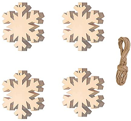 20 Adornos para Navidad, Bolas y Copos de Nieve de Madera, Rebanadas para Manualidades, Decoración de Árbol de Navidad