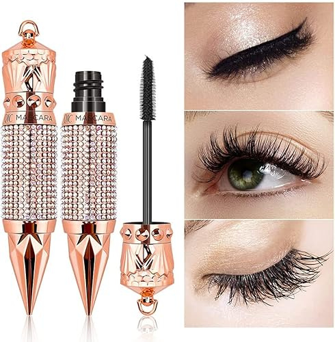 4D Silk Fiber Wimperntusche, Wasserfeste Wimperntusche，Extra Lange Wimpern-Wimperntusche und Dick, Langlebig, Klumpenfrei, Natürlich Wischfest, Dicker und Länger