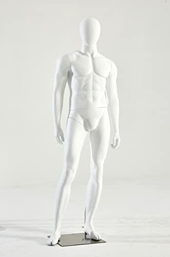 M21-6 Mann weiß Eurotondisplay Weibliche Schaufensterpuppe stehend weiß matt lackiert Egghead Schick und Elegant