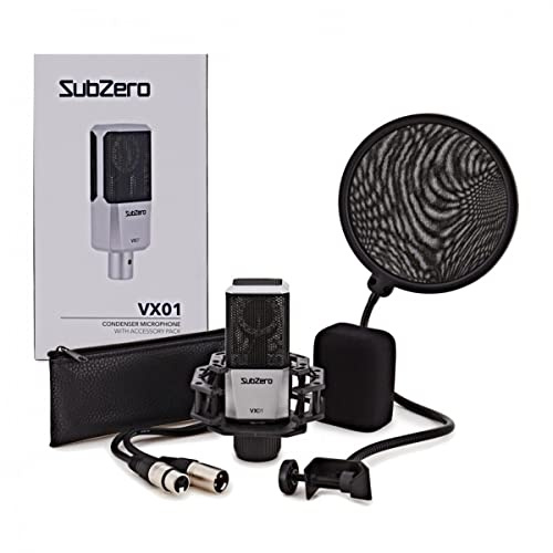 SubZero VX01 Professionelles Gesangsmikrofon für Gesang XLR | Großmembran-Kondensator mit voller Frequenzantwort, fokussierte Nierencharakteristik, ideal für Gesang und Instrumente