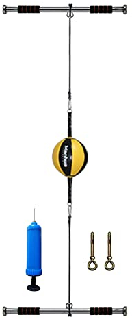 Double End Bag Boxen, kleine tragbare Boxsäcke/Boxsäcke mit 2 Klimmzugstangen, Kinder Alter 8-12 Kickboxen Reflexball Training, Leder aufblasbar