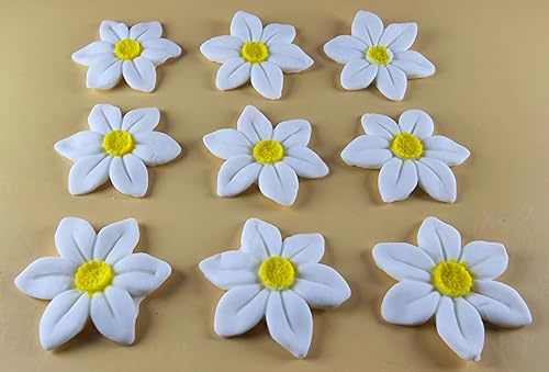 9 x edible 3D Wild Daffodils flowers icing toppers, cake cupcakes decorations T121 (White)
