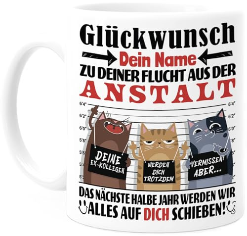 Tassenliebling Cupdarling® Tasse Depart Collegue de Travail Personnalisé - Félicitations pour ton Évasion - Mug Humour Travail - Collègue de Travail Homme et Femme Bureau