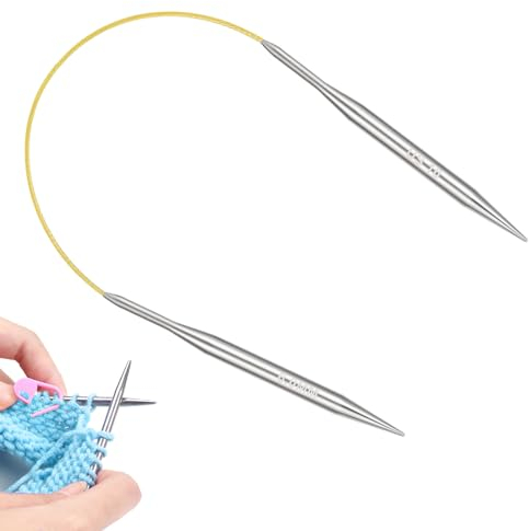 Aeeque 1 Stück Rundstricknadeln 40 cm, 6,0 mm Rundstricknadel, Kurz Stricknadeln Rundstricknadel für Mützen,Socken, Ärmel, Metall Rundnadeln zum Stricken, Ergonomisch Rund Stricknadel für Anfänger