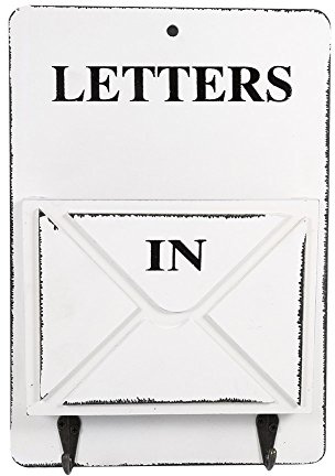 Briefkasten-Briefständer aus Holz, Briefständer, Schlüsselhalter, Wandaufbewahrung, Organizer, Kreative Heimdekoration Mit Hakenaufhänger Für Zuhause(Weiß)