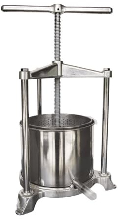 Saftpresse, Obstpresse, Weinpresse, Apfelpresse - Mini, mit Edelstahl Doppelkorb, 3L