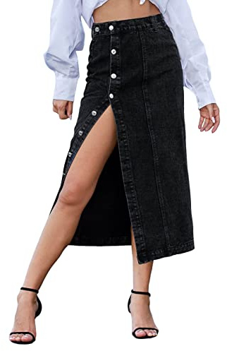 Falda vaquera para mujer, larga con ranura, falda lápiz, falda maxi de verano, falda vaquera sexy, falda larga de playa, elegante, falda lápiz, falda midi maxi, falda vaquera negra, vestido de playa,