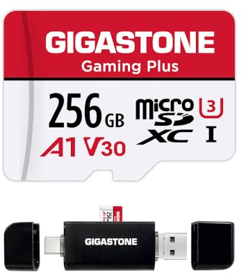 【Nur für Switch 1】 GIGASTONE 256GB Micro SD Karte mit USB Typ C Kartenleser, Gaming Plus, MicroSDXC Speicherkarte für Nintendo Switch 1, bis zu 100MB/s, UHS-I A1 U3 V30 C10 4K mit Adapter
