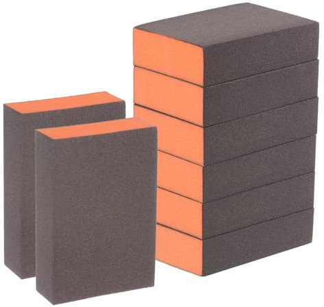 QUARKZMAN 8pz Blocco Spugna Abrasiva Grana 2000-2500 Blocco 100x70x25mm, Marrone e Arancione