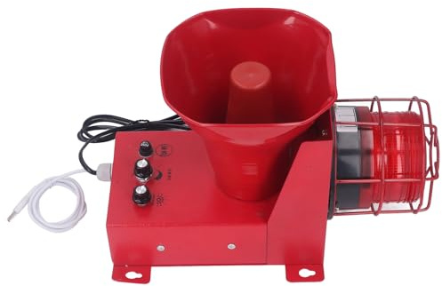 Sirène Extérieure Stroboscopique, Volume Réglable, Protection IP65, Alarme Sonore et Lumineuse 180 DB avec Port USB pour Urgence (Prise UE 220V)