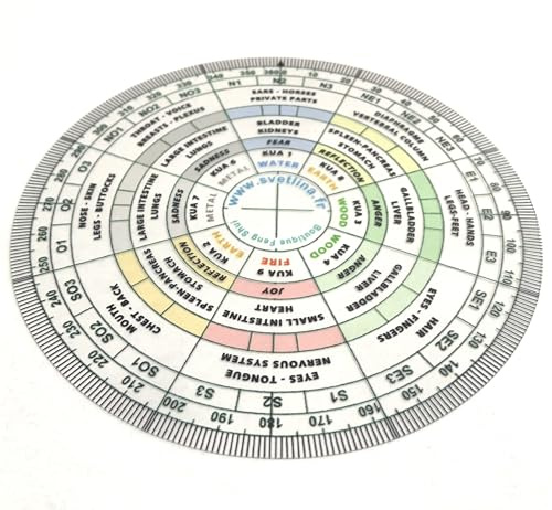 Feng Shui Kompass des Körpers – Luo Pan Chinesische Medizin Feng Shui – Feng Shui Zirkel für die Gesundheit – Bagua – Elemente – Körperteil – Organe – Emotionen – Symbol nach Lebensbereich (Englisch)