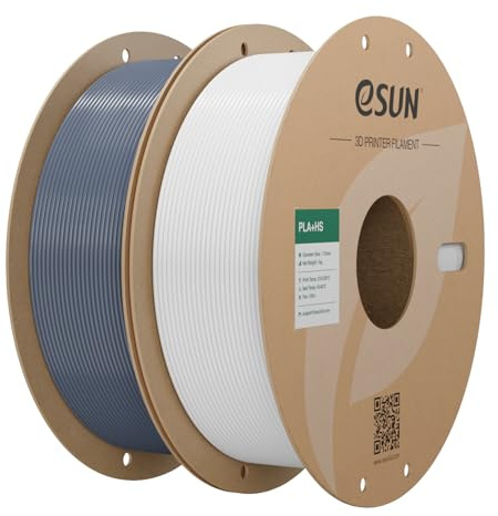 eSUN PLA+ Filament 1,75 mm, Höghastighets 3D-Skrivarfilament Dimensionell Noggrannhet +/- 0,03 mm, 1KG per Spole, 2 Spolar Snabbt PLA Plus-filament för Höghastighetsskrivare,Kallvit och Grå