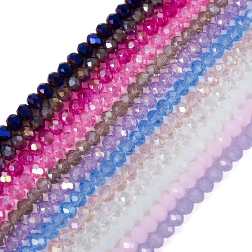 PandaHall 12 strängar facetterade rondelle pärlor AB färg lila rosa kristall glasfröpärlor bulk för gör-det-själv hantverk vänskapsarmband smyckestillverkning