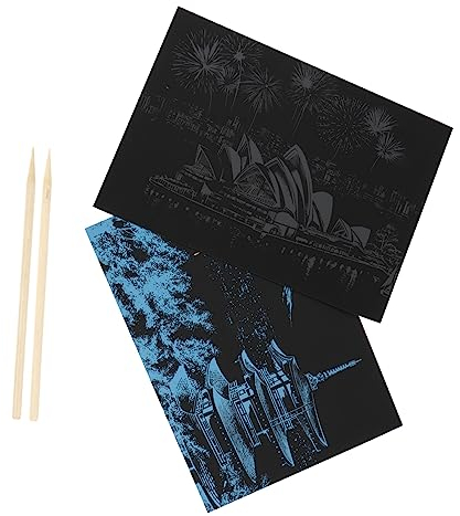 Hohopeti 2 Stücke/kit Schwarz Scratch Malerei Jungen Und Mädchen Scratch Papier Handwerk Papier Versorgung Für Kinder