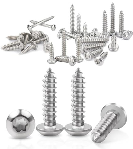 100 Piezas Tornillos Autotaladrantes, Tornillos Torx M3 x 20 mm, Tornillo de Chapa de Seguridad A2 V2A, Rosca Completa, Tornillos Autorroscantes de Acero Inoxidable