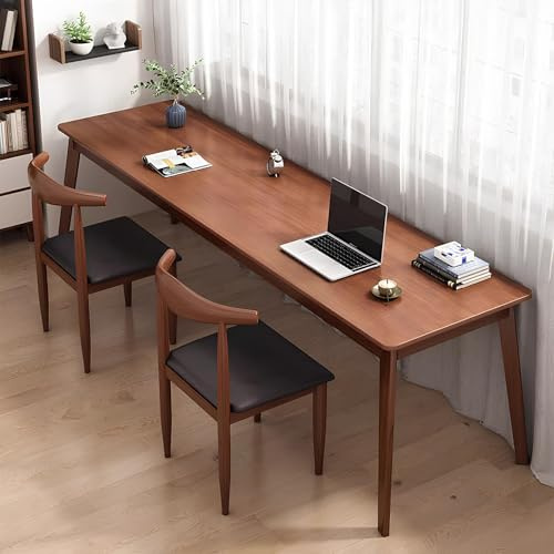 Bureau en bois massif pour 2 personnes - Grande table d'écriture avec design moderne - Noyer - 120 x 40 x 74,9 cm