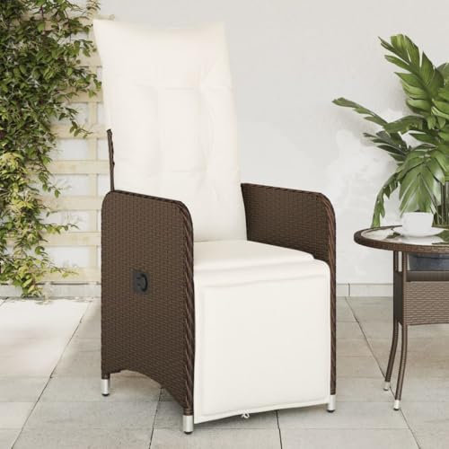 Somanki Gartensessel Verstellbar mit Kissen Braun Poly Rattan, Gartenstühle, Gartenmöbel, Balkonstuhl, Garten Stühle, Terrassenstühle, Balkonmöbel - 365696