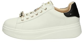 Valleverde 35500 Casual Sneaker Kvinnor Läder Häl Kilklack 4 Cm Gummisula, Vit, 40 EU