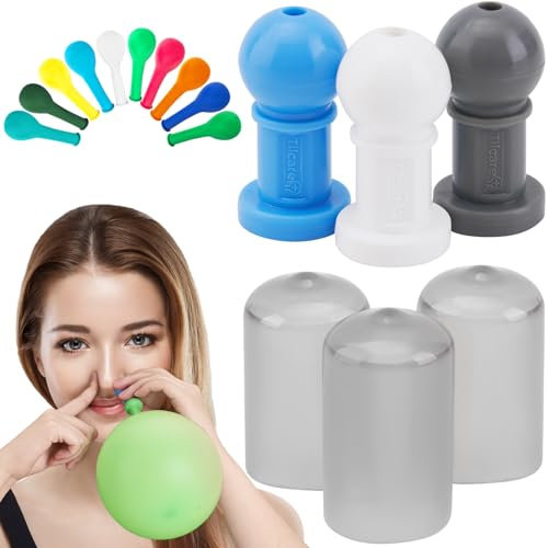 Déboucheur d'oreille d'Eustache - Utile pour l'Otite Séreuse dans l'Oreille et l'Infection de l'Oreille Moyenne pour Adultes et Enfants - Livré avec 3 Embouts Nasaux, 3 Couvercles et 10 Ballons