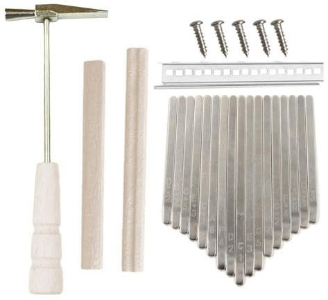Ohsilv 17Keys Kalimba DIY Kit Thum Piano Ersatzteile mit Keys Bridge Tuning Hammer Kit Kalimba ZubehöR