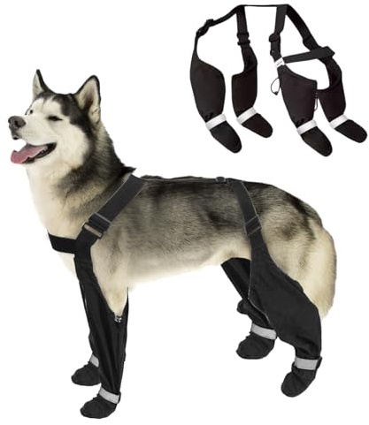 APODESS Suspender Dog Boots, 2025 Neu Hundeschuhe Pfotenschutz Outdoor, Verstellbarer Hundepfotenschutz Hundegamaschen, Hundesocken Anti Rutsch Pfotenschutz für Hundeschuhe Winter Outdoor (XXL)