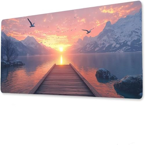 crépuscule Mouse Pad Mat, Tapis de Souris Gaming XXL 1600x800x4mm, sous-Main Bureau Gamer, Tapis Table Joueur sans Couture Extra Large, Base antidérapante, Tapis Clavier Preuve l'eauoiseau. E-1