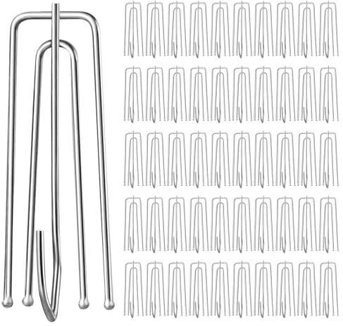 50 Stück Gardinenhaken Metall - Faltenhaken für Vorhänge, Klemmhaken mit Kräuselband für Plissees, Türen und Badezimmer
