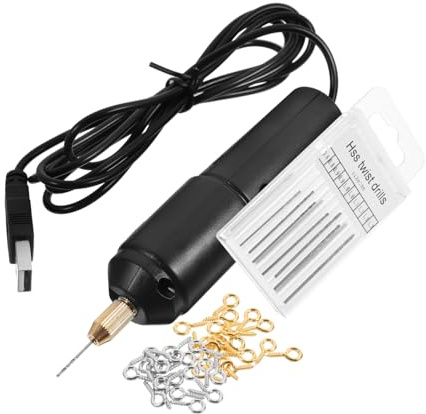 Veemoon Mini Taladro Eléctrico USB Recargable, Herramienta Rotativa de Mano para Bricolaje, 10 Brocas 0.8-1.2 Mm, Carga Usb, Kit Compacto para Perforación y Pulido en Manualidades