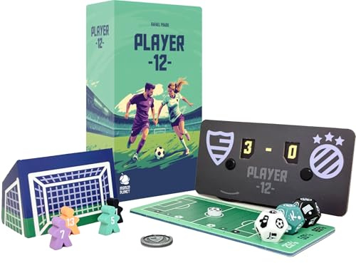 Player 12 – Gioco da tavolo di Calcio con Carte e Dadi per segnare Goal, facile da imparare, veloce e divertente, formato da viaggio compatto, Regalo bambino/bambina 6 7 8 9 10 11 12 anni, famiglia