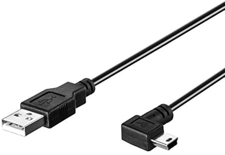 JCSJK 3.5M USB A Male to Mini B Cable, 5V 2A 90 Degree Angle USB 2.0 Type A to Mini B Car Charge Cord with 5pcs Wiring Clips for Dash Cam Car GPS Navigator DVR Digital Camera (Right)
