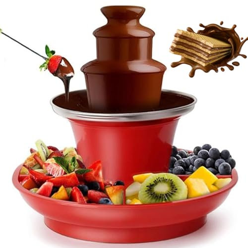 LYFDPN Stainless Steel Electric Chocolate Fondue Fountain Machine Electric Fondue Set with Detachable Tray & 200g Chocolate Capacity