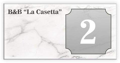 Albalù Targa Numero Civico Esterno Personalizzata in Gres Porcellanato 20x10 cm Targhetta Effetto Marmo Resistente Intemperie per Casa Made in Italy