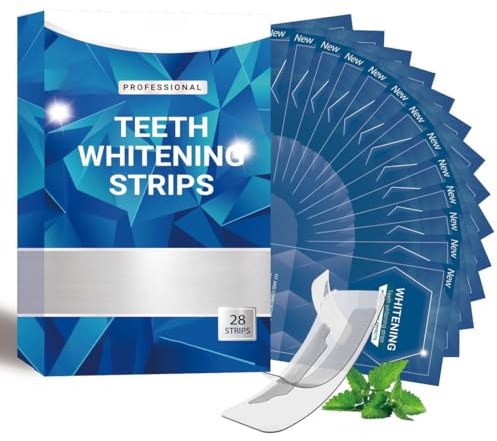GXGM 1 Set Strisce Sbiancanti Denti, Kit Sbiancamento Denti a Casa,Senza Perossido Effetto Rapido,Per Denti Sensibili e Bianchi in 7 Giorni - Professional Teeth Whitening Strips(28 Pezzi)