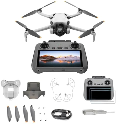 DJI Mini 4 Pro Bundle (DJI RC 2 Fernsteuerung), faltbare Mini-Drohne mit 4K-Kamera, unter 249 g, 34 Minuten Flugzeit, 20 km Video-Übertragung (Filter 3Set + Displayschutzfolie + Propellerschutz)