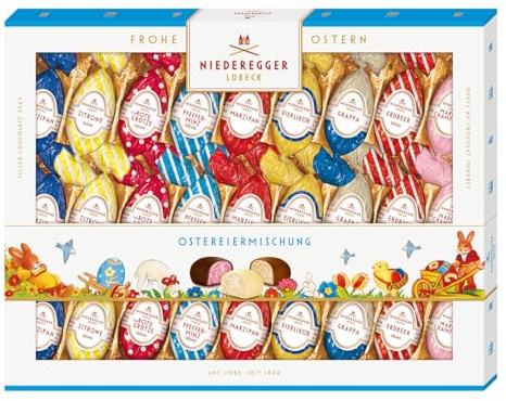 Niederegger | Ostereiermischung | 1x 337g | Ostereier mit verschiedenen Marzipan- & Pralinenfüllungen | Umhüllt von Zartbitter-, Vollmilch- & Weißer-Schokolade | Ostergeschenk