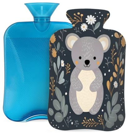 Myfsucce Wärmflasche mit Bezug, Faultier, tropische Blätter, wiederverwendbarer PVC-Wärmbeutel zur Schmerzlinderung, Krämpfe und Wärme, 31 x 20,3 cm, 2 l