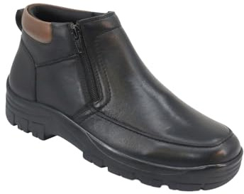 Pegasus Men's Leather Waterproof Walking Boots Wide Fit Twin Zip G Fit | Comfortable Outdoor Walking Shoe with Soft Padded Ankle & Sturdy Grip Sole, Wide G Fit in Sizes 7 - 13