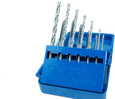 Century Drill & Tool 13 Piece Tap & Drill Set 98901; for use in Your Shop, Automotive, and DIY Applications; T-Handle tap Wrench Included for Controlled Turning