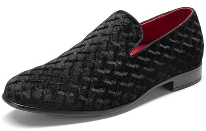 Bruno Marc Men's Dress Loafers Velvet Tuxedo Slip-on Shoes Party Wedding Red Bottom for Male,Size 9,Black-1,SBLS26007M-1