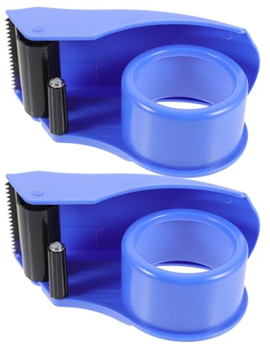 HOOWIFFY Dévidoir de Ruban Adhésif Portable Transparent 2 Pièces, Coupe-ruban pour Emballage Léger Lame Ultra-tranchante, Outil D'entrepôt Compact pour Film Emballage et Couleur Aléatoire